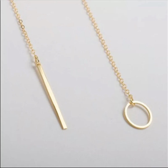 MINIMALISTIC GOLD LARIAT NECKLACE - Picture 2 of 2